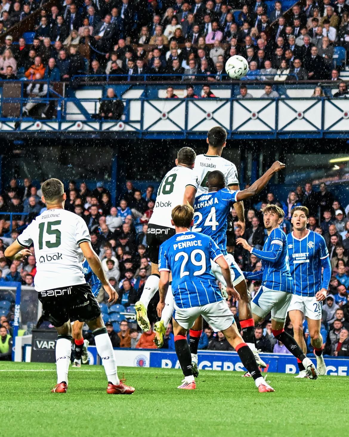Dušan Pavlović playing for FK Jablonec against Rangers